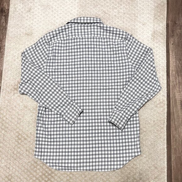 Banana Republic Long Sleeve Plaid Shirt Black White Non-Iron Cotton L - Picture 7 of 8